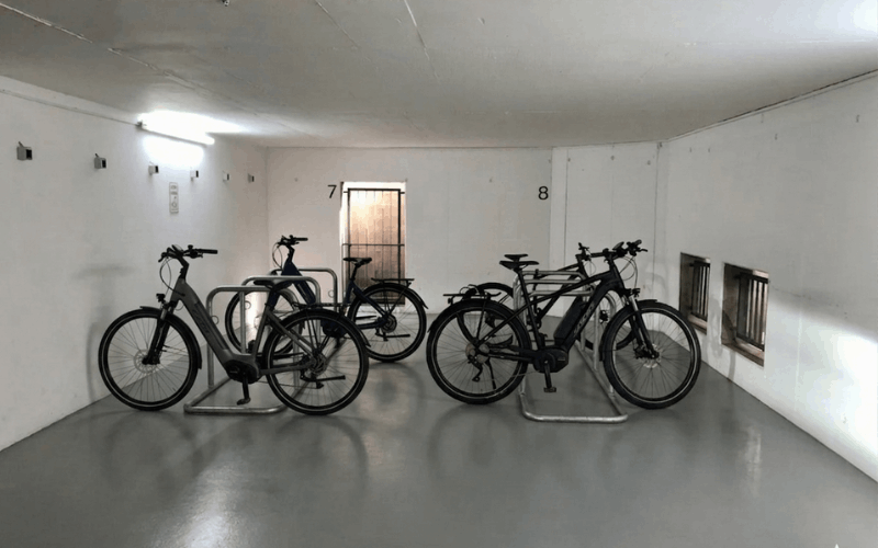 The bicycle parking area