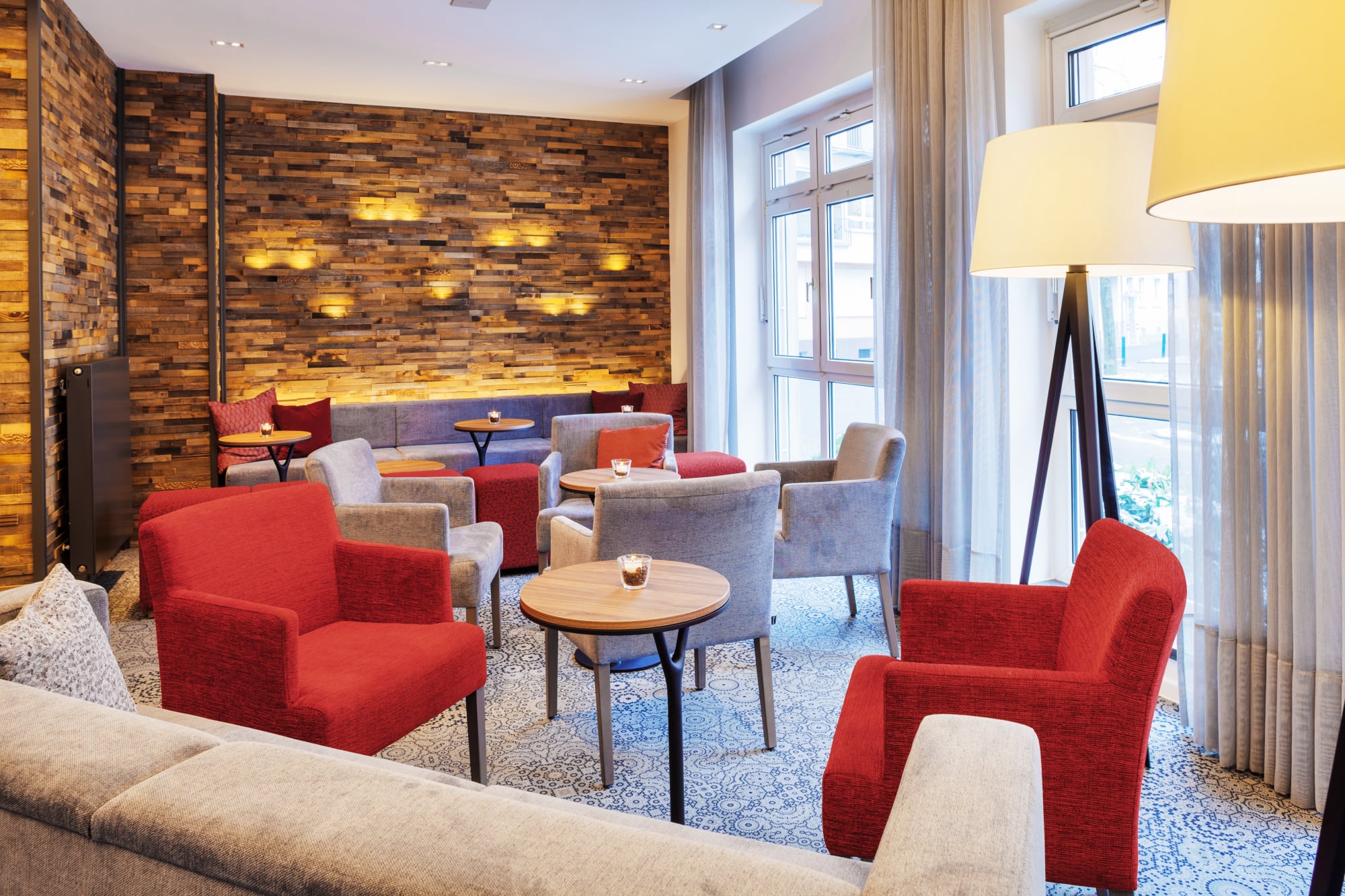 A view of the hotel lobby